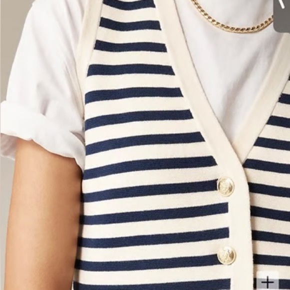 J. Crew Women's Emilie Striped V Neck Vest Black White Preppy Size Medium - Picture 5 of 6